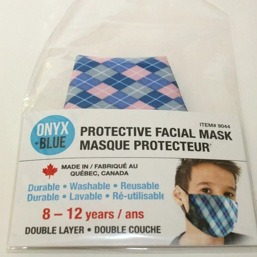 Child Onyx + Blue Protective Facial Mask - Durable / Washable / Reusable